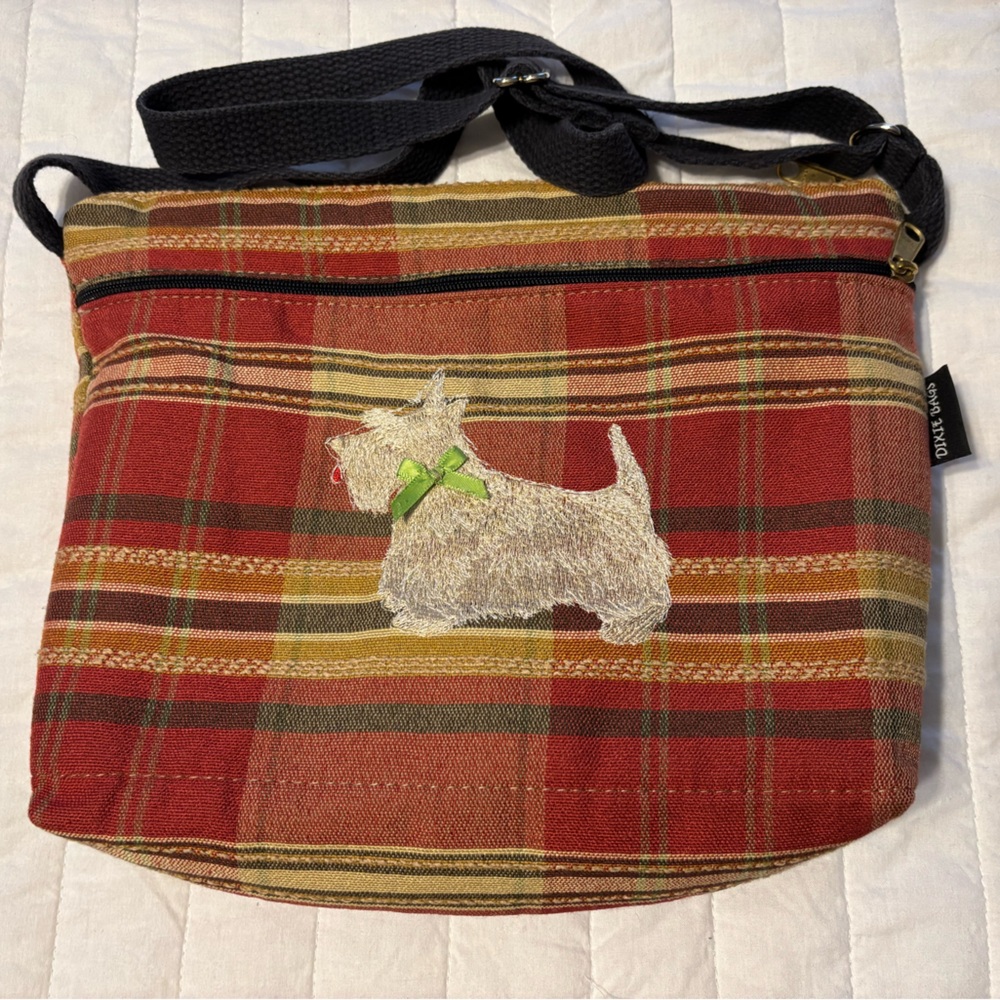 Dixie Bags Purse with Wallet Crossbody Bag Plaid With Scotty Dog